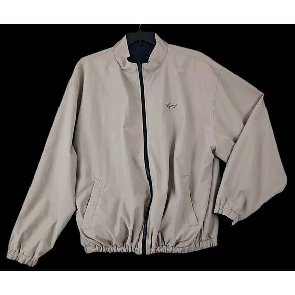Greg Norman ~Men's Size XL~ Khaki/Navy Zip Up Light Weight Jacket Reversible. - Picture 1 of 9